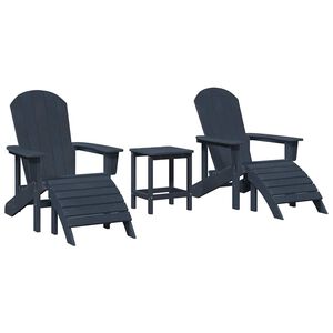 vidaXL Chaise de jardin 3 pc Bleu marine Poly&eacute;thyl&egrave;ne