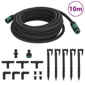 vidaXL Tuyau d'arrosage de jardin noir 0,6" 10 m caoutchouc
