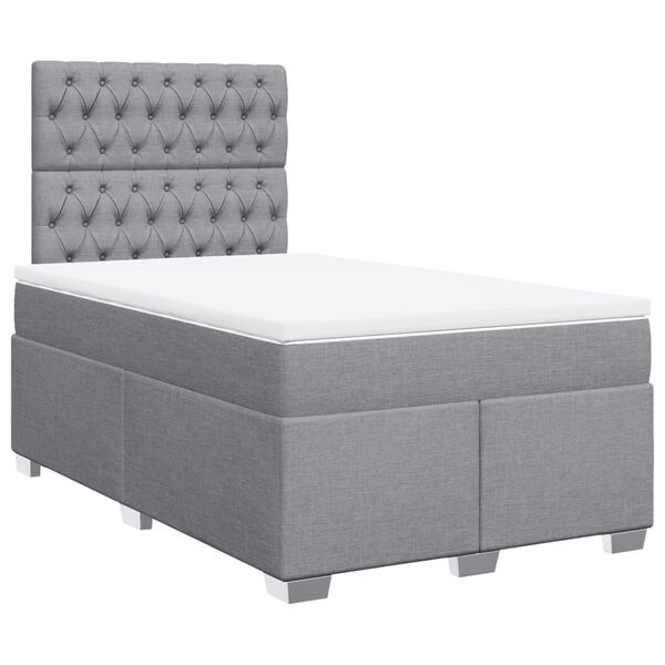 vidaXL Sommier &agrave; lattes de lit et matelas gris clair 120x190 cm tissu