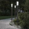 vidaXL Bornes lumineuses avec d&eacute;tecteur et prise lot de 3 110 cm acier inoxydable IP44