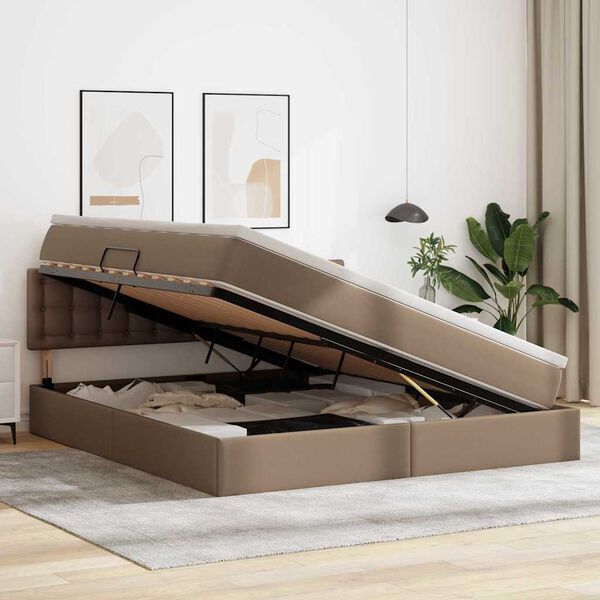 vidaXL Lit avec rangement et matelas Cappuccino 160 x 200 cm