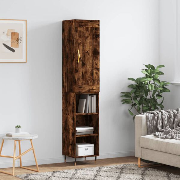 vidaXL Buffet haut Ch&ecirc;ne fum&eacute; 34,5x34x180 cm Bois d'ing&eacute;nierie