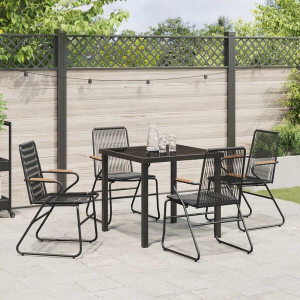 vidaXL Ensemble de salle &agrave; manger pour jardin 5 pcs Noir