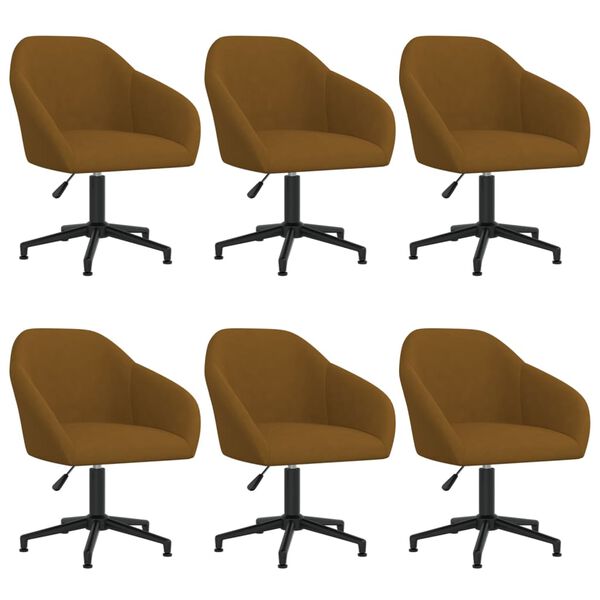 vidaXL Chaises pivotantes &agrave; manger lot de 6 marron velours
