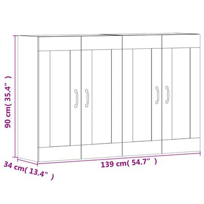 vidaXL Armoires murales 2 pcs gris béton bois d'ingénierie