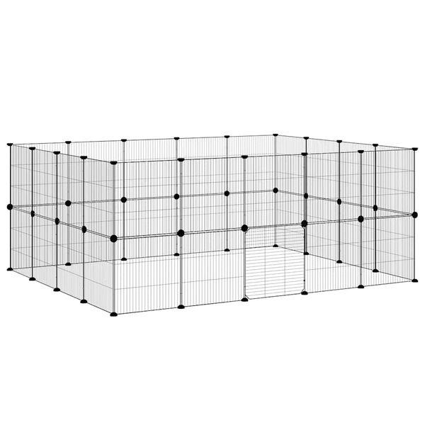 vidaXL Cage animaux de compagnie &agrave; 36 panneaux et porte Noir 35x35 cm