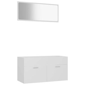 vidaXL Ensemble de meubles de salle de bain 2pcs blanc bois ing&eacute;nierie