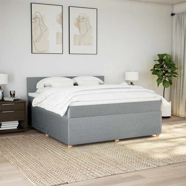 vidaXL Sommier &agrave; lattes de lit avec matelas Gris clair 180x200cm Tissu