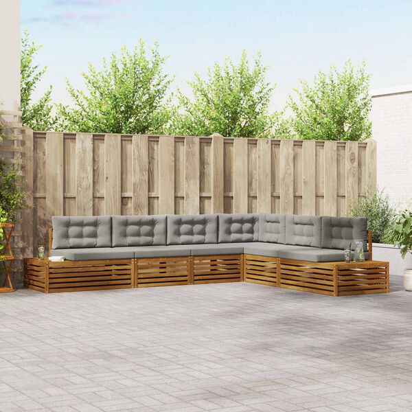 vidaXL Ensemble de canap&eacute;s d'ext&eacute;rieur 6 Pi&egrave;ce Gris Naturel et Clair