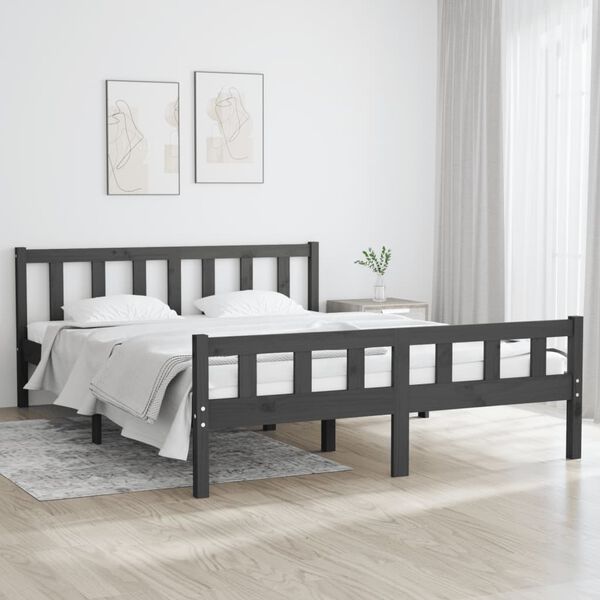 vidaXL Cadre de lit sans matelas gris bois massif 120x200 cm