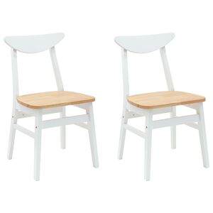 vidaXL Chaises de salle &agrave; manger 2 pc Bois de Caoutchouc Massif Blanc