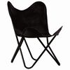 vidaXL Chaise papillon noir taille pour enfants cuir v&eacute;ritable