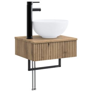 vidaXL Basin de lavage mural Ch&ecirc;ne artisanal 40 x 35 x 39 cm
