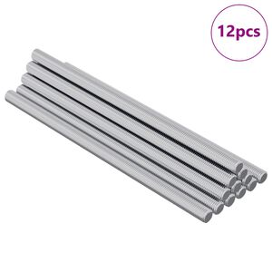 vidaXL Tige filet&eacute;e 12 pcs Argent&eacute; 6 x 120 mm Acier
