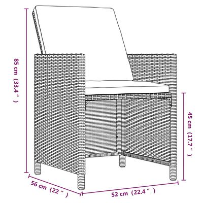 vidaXL Ensemble à dîner de jardin avec coussins 5 pcs poly rotin brun