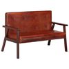 vidaXL Canap&eacute; &agrave; 2 places Marron Cuir v&eacute;ritable