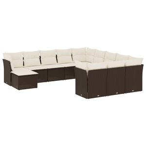 vidaXL Salon de jardin avec coussins 12 pcs marron r&eacute;sine tress&eacute;e