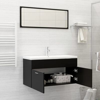 vidaXL Ensemble de meubles de salle de bain 2 pcs noir bois ingénierie