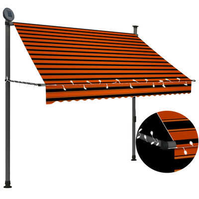 vidaXL Auvent manuel rétractable avec LED 200 cm Orange et marron