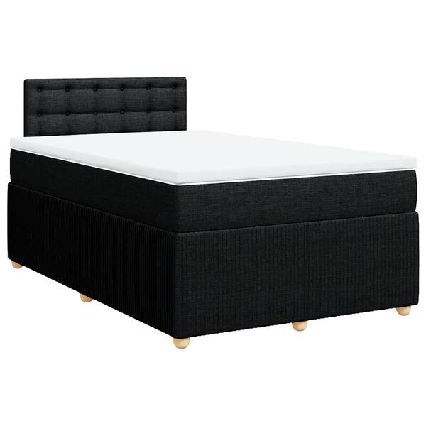 vidaXL Sommier &agrave; lattes de lit avec matelas Noir 120x200 cm Tissu
