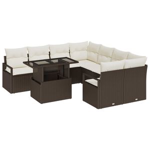 vidaXL Ensemble de canap&eacute; de jardin 9 pcs Marron Poly rotin