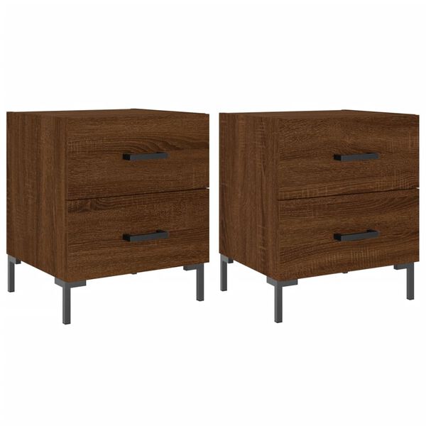 vidaXL Tables de chevet 2 pcs ch&ecirc;ne marron 40x35x47,5 cm