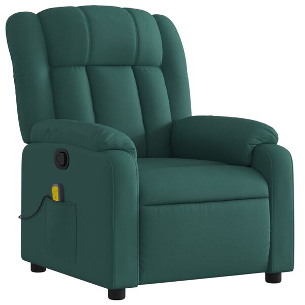 vidaXL Fauteuil inclinable de massage vert foncé tissu