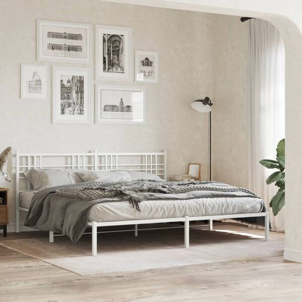 vidaXL T&ecirc;te de lit de remplacement m&eacute;tal blanc 200 cm