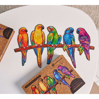 UNIDRAGON Puzzle en bois 193 pcs Playful Parrots Moyen 44x25 cm