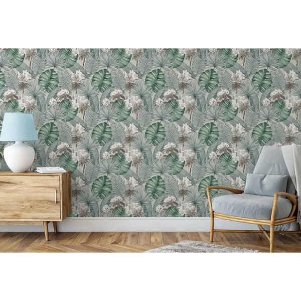 DUTCH WALLCOVERINGS Papier peint Eden Gris et vert clair