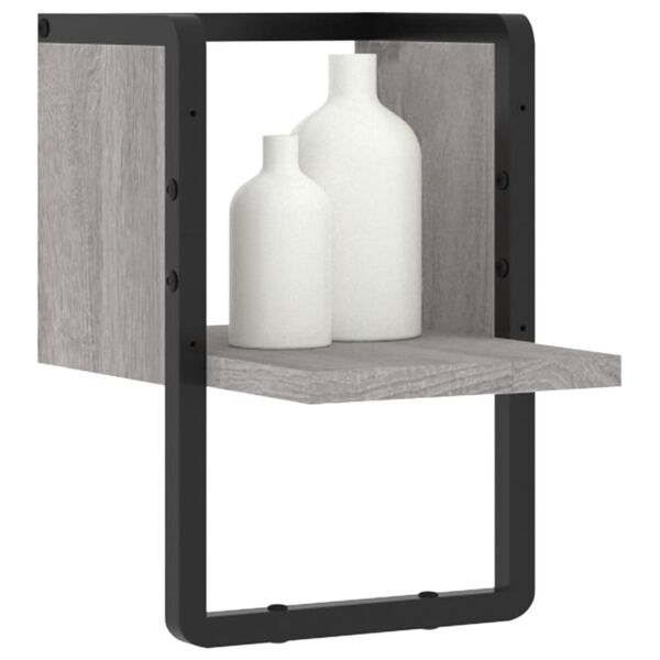 vidaXL &Eacute;tag&egrave;re murale avec barre sonoma gris 20x25x30 cm