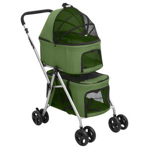 vidaXL Poussette pour chien pliante &agrave; 2 niveaux Vert 83x48x97 cm
