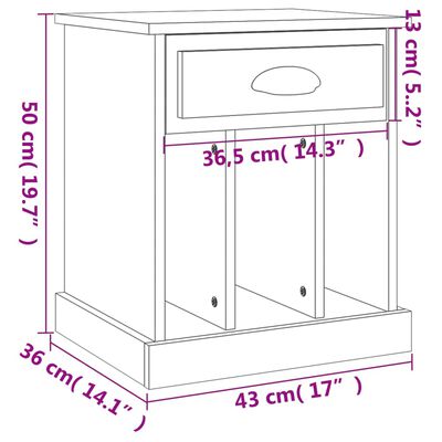 vidaXL Tables de chevet 2 pcs sonoma gris 43x36x50 cm