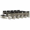 vidaXL Ensemble &agrave; manger de jardin et coussins 15 pcs gris clair rotin