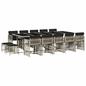 vidaXL Ensemble &agrave; manger de jardin et coussins 15 pcs gris clair rotin