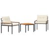 vidaXL Ensemble de meubles d'ext&eacute;rieur 3 pc 2 place Cr&egrave;me blanc