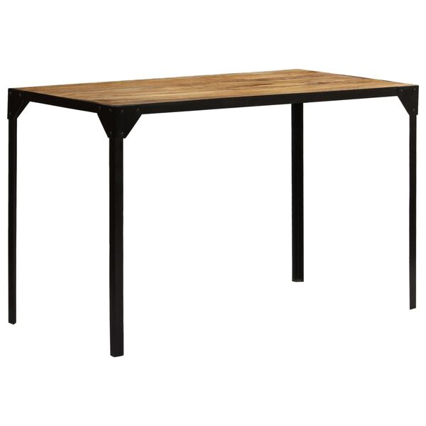 vidaXL Table &agrave; manger Bois de manguier brut massif et Acier 120 cm