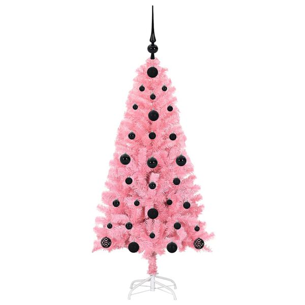 vidaXL Sapin de No&euml;l avec 150 LED avec support Rose 120 cm PVC