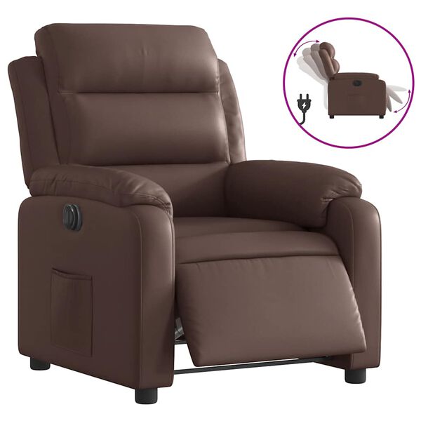 vidaXL Fauteuil inclinable &eacute;lectrique Marron Similicuir