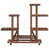 vidaXL Support &agrave; fleurs avec roues 95x25x101 cm bois massif de sapin