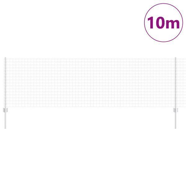 vidaXL Cl&ocirc;ture avec poteau Argent&eacute; 0,8 x 10 m Acier