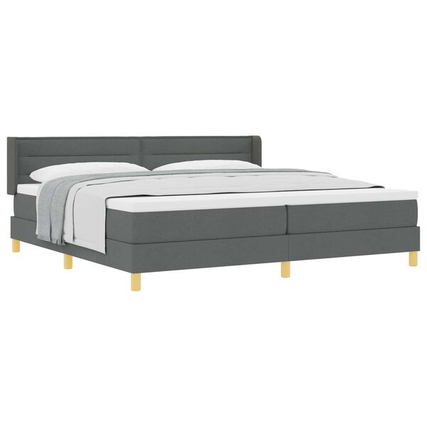 vidaXL Lit &agrave; ressorts avec matelas Gris fonc&eacute; 200 x 200 cm Polyester