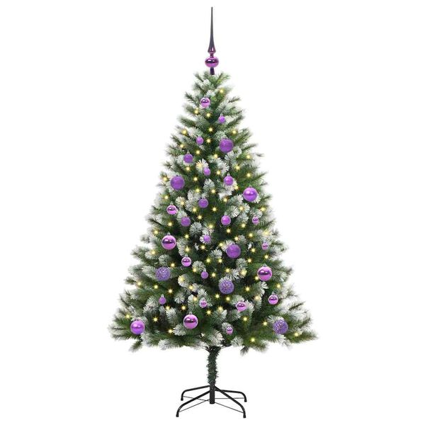 vidaXL Sapin de No&euml;l artificiel &agrave; charni&egrave;re avec neige en flocons