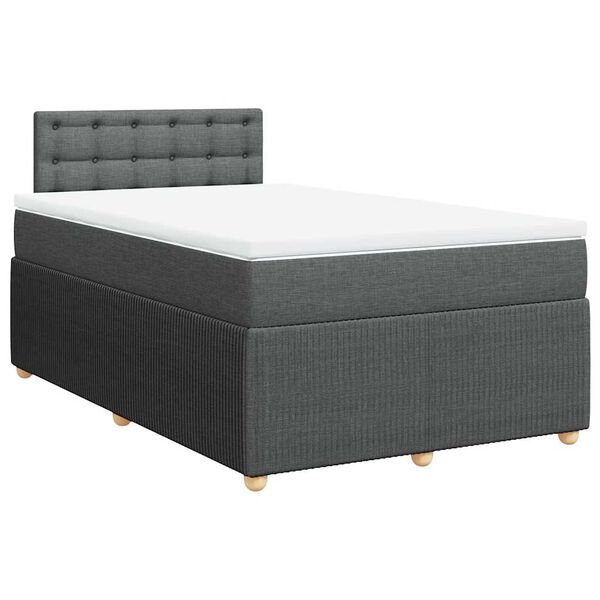 vidaXL Sommier &agrave; lattes de lit avec matelas Gris fonc&eacute; 120x200cm Tissu
