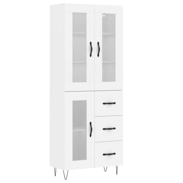 vidaXL Buffet haut Blanc 69,5x34x180 cm Bois d'ing&eacute;nierie
