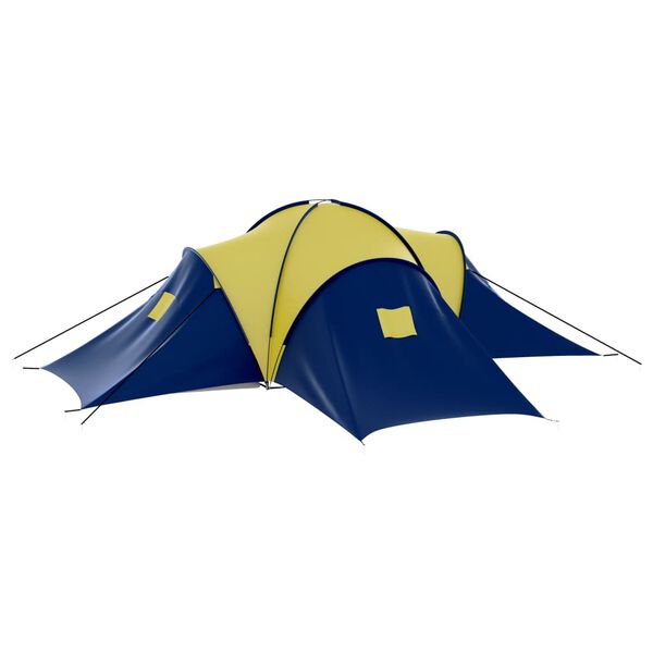 vidaXL Tente de camping tissu 9 personnes bleu et jaune