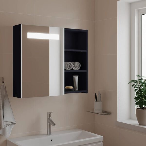 vidaXL Armoire de salle de bain &agrave; miroir avec LED gris 60x13x52 cm
