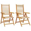 vidaXL Chaises pliantes 2 pi&egrave;ces Beige Bois massif d'acacia et polypropyl&egrave;ne