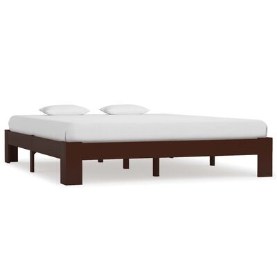 vidaXL Cadre de lit sans matelas marron foncé pin massif 160x200 cm