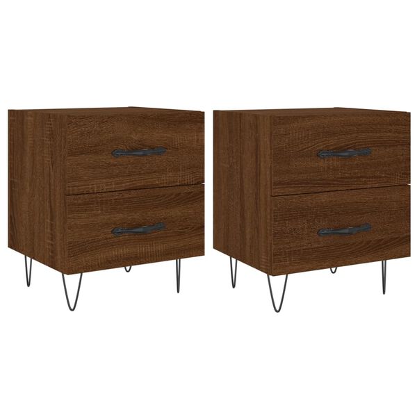 vidaXL Tables de chevet 2 pcs ch&ecirc;ne marron 40x35x47,5 cm
